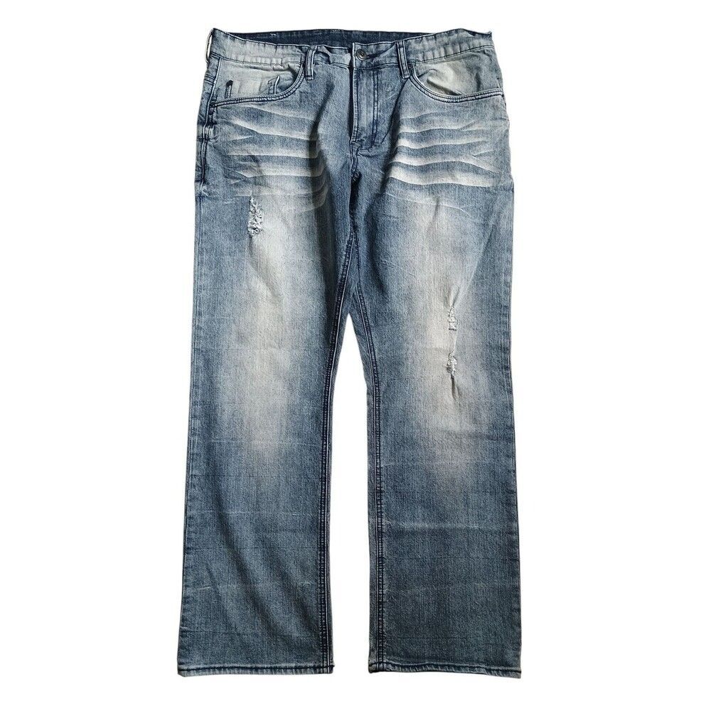 Buffalo David Bitton Six-X Basic Jeans 38x30 Actual Whiskered Distressed
